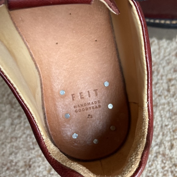 FEIT Men’s Red-Brown Leather Hand Sewn Handmade Lace-Up Shoes Eu 42 US 9 - Picture 6 of 10